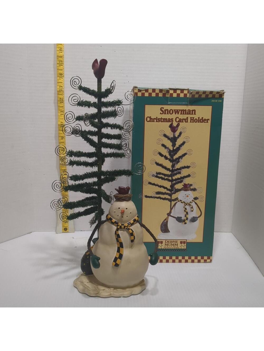 Debbie Mumm Snowman Christmas Card Holder Display Tree Decor Holiday Kitschy